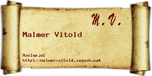 Malmer Vitold névjegykártya
